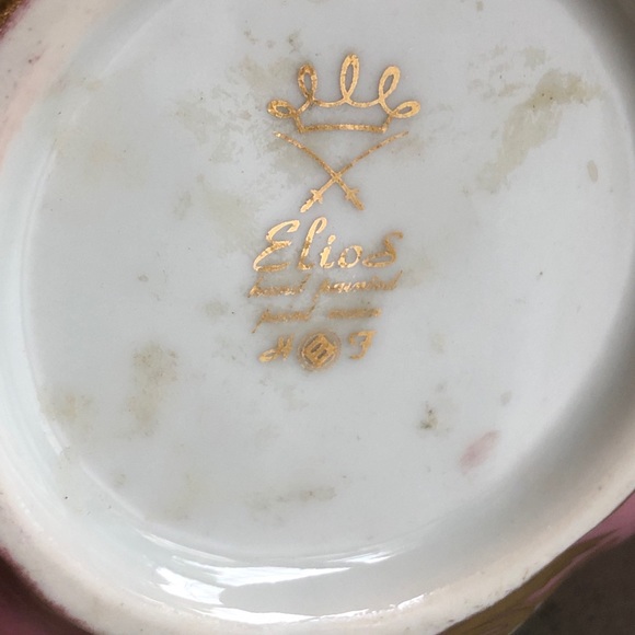 ELIOS Pink Candy dish w/handle /floral/elegant - Picture 5 of 10